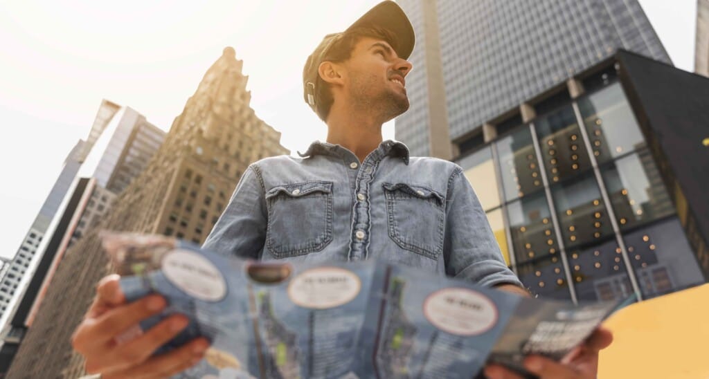 a man holding a map